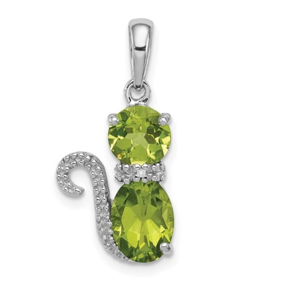 Citrine Garnet Blue Topaz peridot Amethyst Sterling Silver Cat Pendant Charm - Picture 8 of 9
